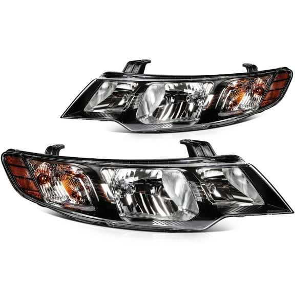ECCPP Headlight Assembly Fit 2010-2013 for Kia Forte for Kia Forte Koup LX EX SX Pair Headlamps Black Housing Amber Reflector 921011M230