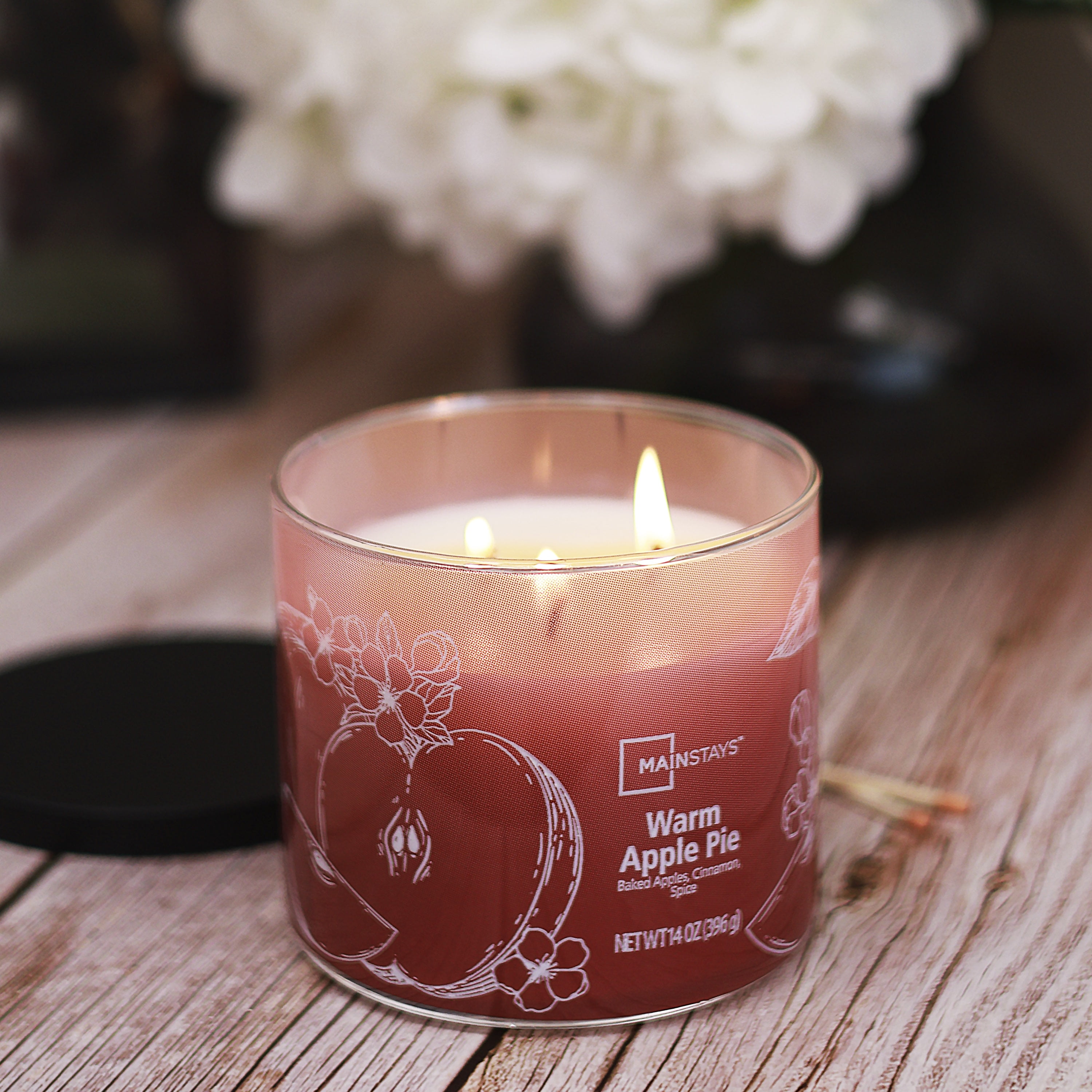 Mainstays 3-Wick Textured Wrapped Warm Apple Pie Scented Candle, 14 oz, MAINSTAYS PL MS 14OZ APPLE PIE