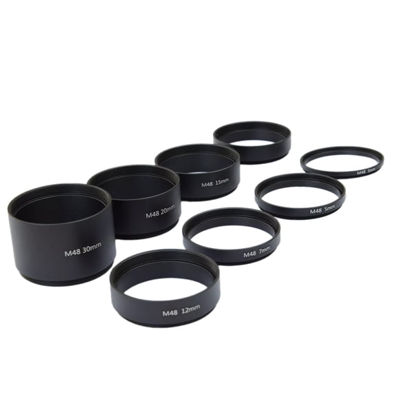 Astronomical Extension Tube Set 8Pieces Standard M48x0.75 Assorted Size 3/5/7/10/12/15/20/30mm Extending Rings
