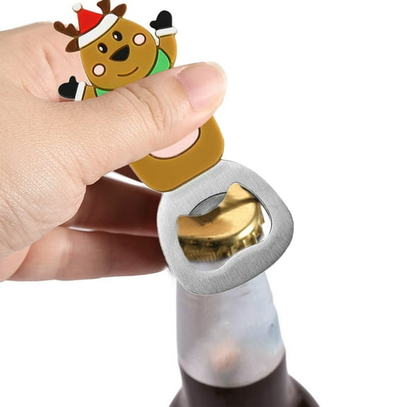 YIMWNYI Christmas Decoration Beer Bottle Opener, Stainless Steel Magnetic Bottle Opener, Funny Cartoon Wine Opener, Kitchen Gadget for Parties, Ideal Holiday Gift