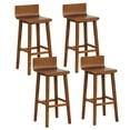 thumbnail image 1 of Costway 29" Wood Bar Stools Set of 4 with Solid Back & Seat Mid Century Bar Chairs, 1 of 9