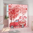 thumbnail image 3 of Valentine's Day Shower Curtain, Romantic Pink Love Heart Tree and Truck Gnome Waterproof Fabric Bathroom Curtains, Happy Valentines Romantic Decor Bathroom Shower Curtain with 12PCS Hooks, 47X64IN, 3 of 5