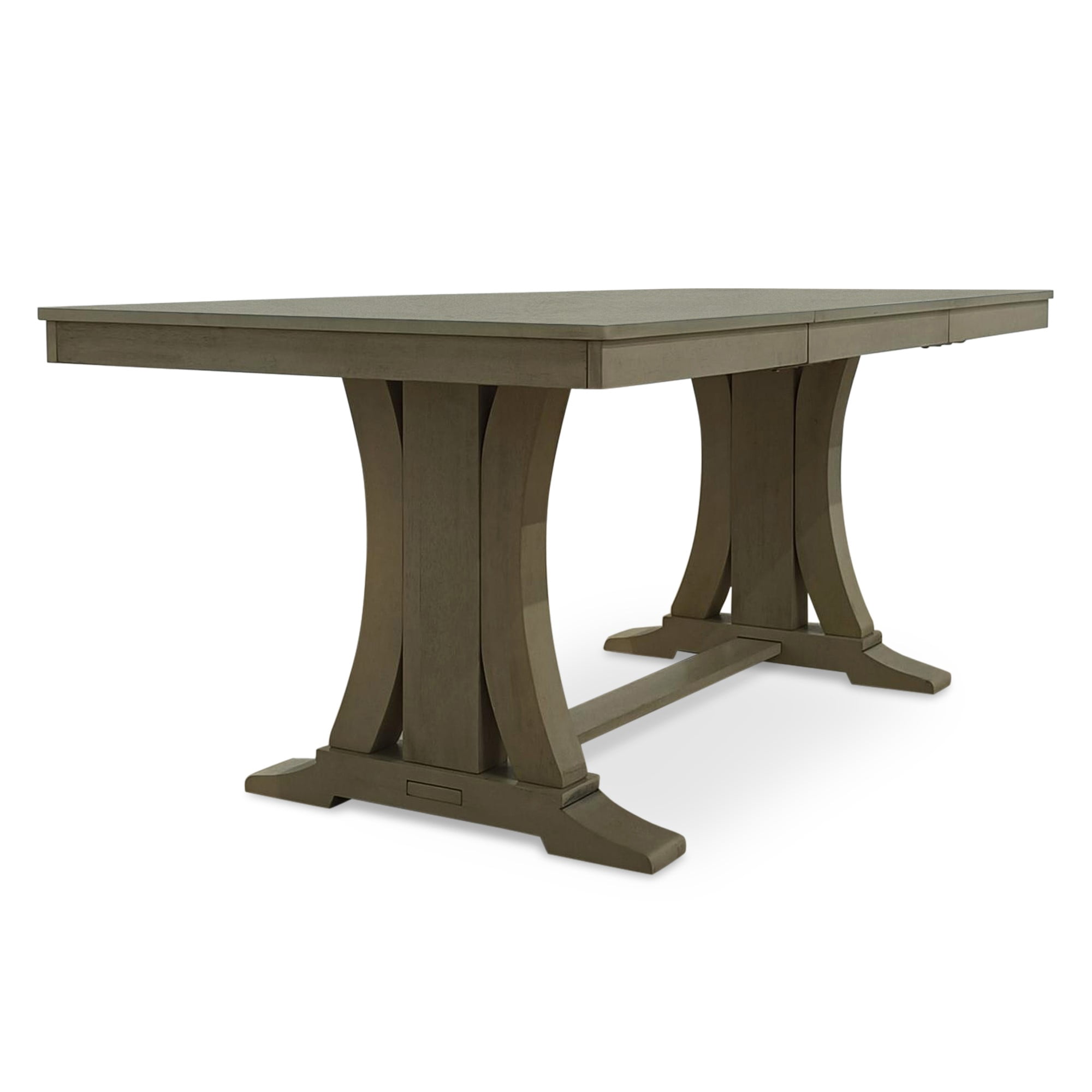 Home Design Rahma Rectangular Dining Table with Trestle Base, Three-Divided Top, Two-Tone Finish, Classic Design, Durable Construction, Antique Gray