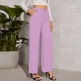 thumbnail image 6 of Women's Casual Solid Color Suit Pants, High Waist Draped Slim Trousers, Office Fashion Wear for Business Casual and Professional Environments,Light Purple,M, 6 of 6