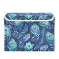 thumbnail image 2 of Ryvnso Peacock Feathers Artistic Large Lidded Foldable Storage Baskets Cubes Boxes Lids Bin for Home, 2 of 7
