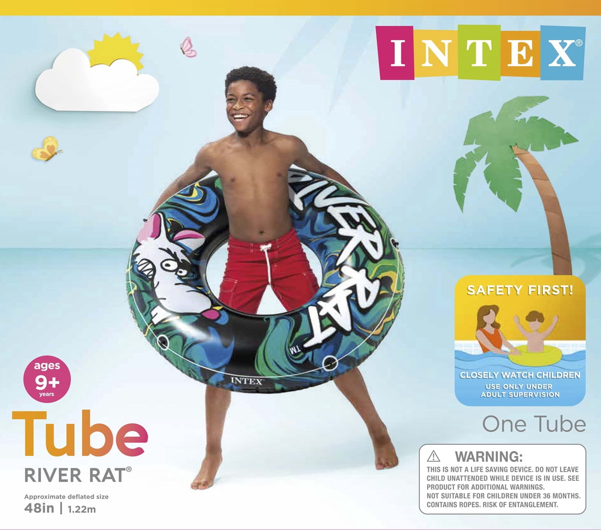 INTEX River Rat Inflatable Floating Tube Raft 68209E 2-Pack