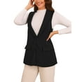 thumbnail image 4 of INSPIRE CHIC Women's Sleeveless Shawl Collar Open Front Work Office Suit Vest Jacket L Black, 4 of 5
