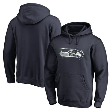 Men's NFL Pro Line by Fanatics Branded College Navy Seattle Seahawks Splatter Logo Pullover Hoodie