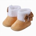 thumbnail image 3 of NOLDARES Baby Boys Girls Cozy Fleece Booties with Grippers Stay On Slipper Socks Toddler Crib Winter Shoes for Boys Girls(Khaki,3), 3 of 7