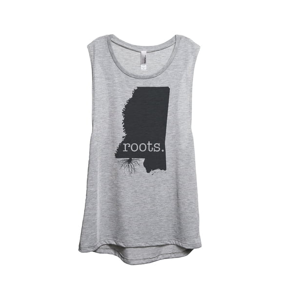 Thread Tank Home Roots State Mississippi MS Women's Sleeveless Muscle Tank Top Sport Grey Small