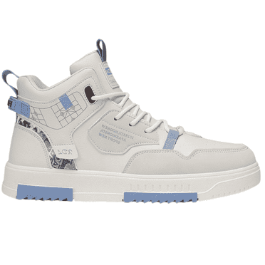 Loonyx Men's Medium, Round Toe Casual High-Top Soft Shoes, Beige & Blue, Size 6.5