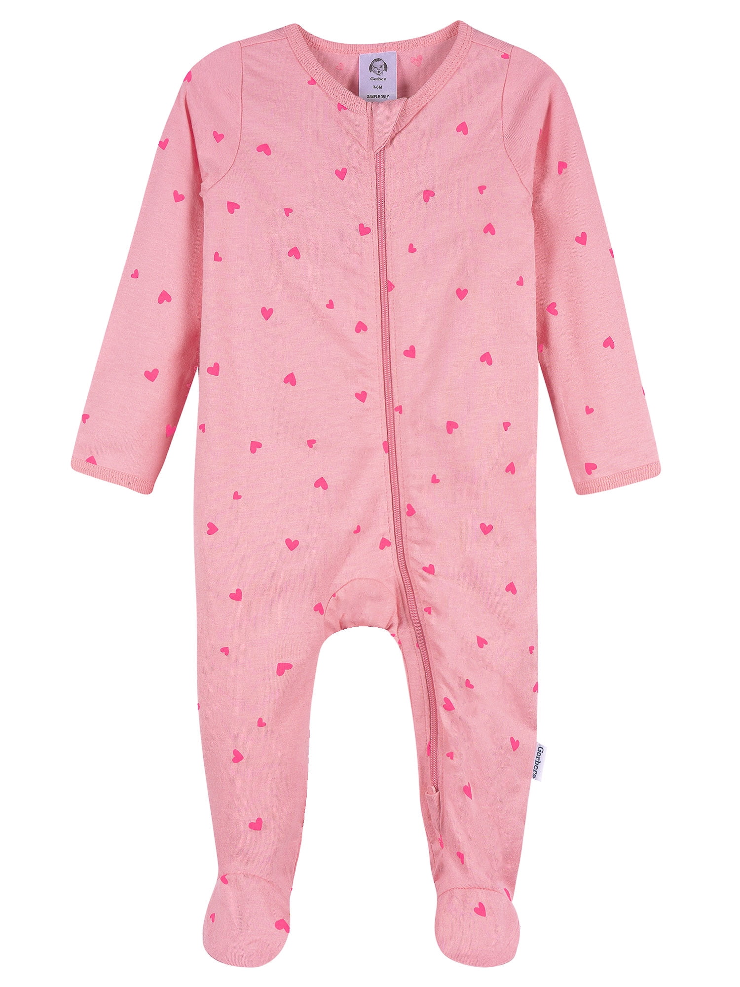 Gerber Baby Girl 2-Way Zipper Cotton Sleep 'N Play Footed Pajamas, 2-Pack, Sizes Newborn - 3/6 Months