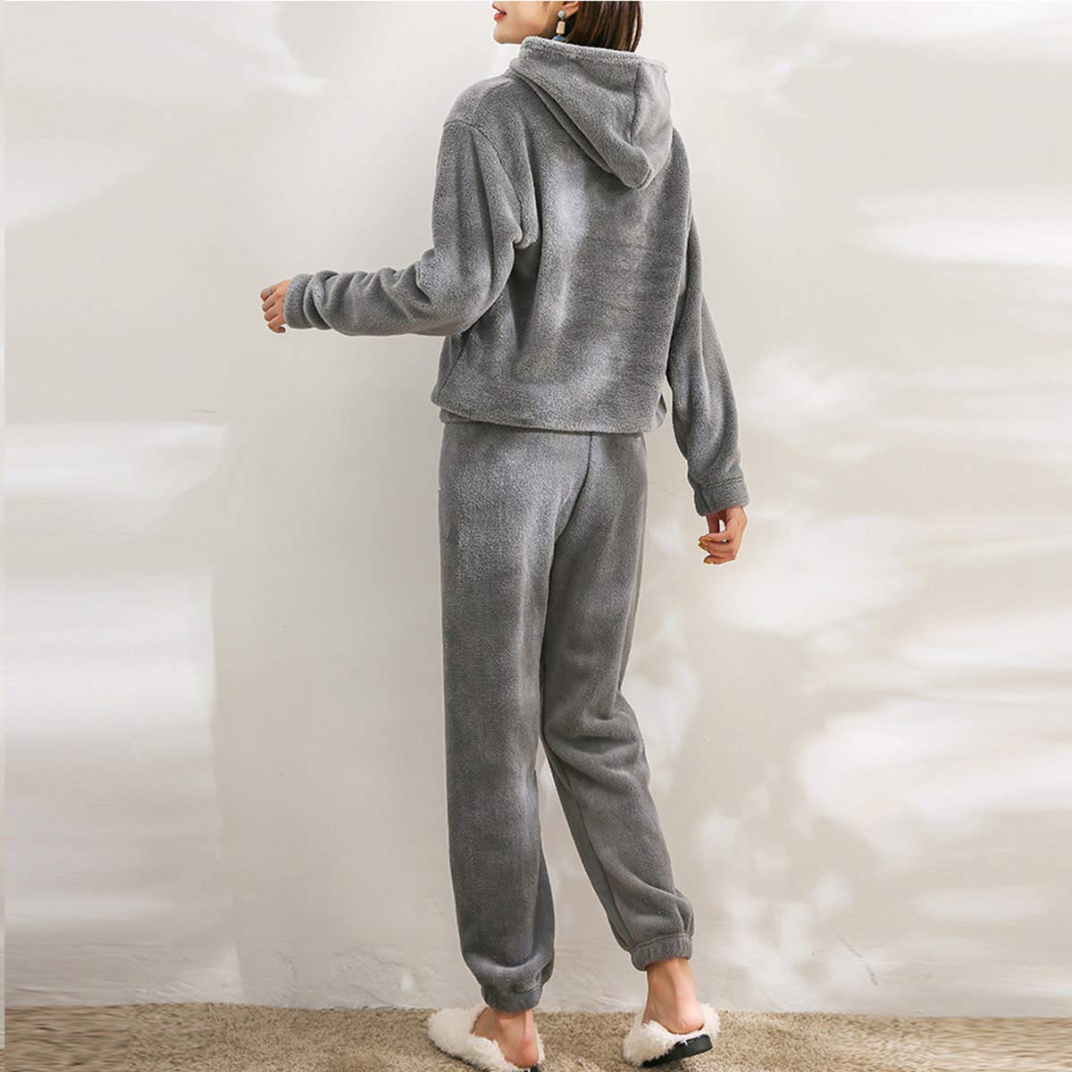 Girls Fleece Pajama Set - Hoodie & Pants Two-Piece, Cozy Long Sleeve Loungewear For Fall & Winter