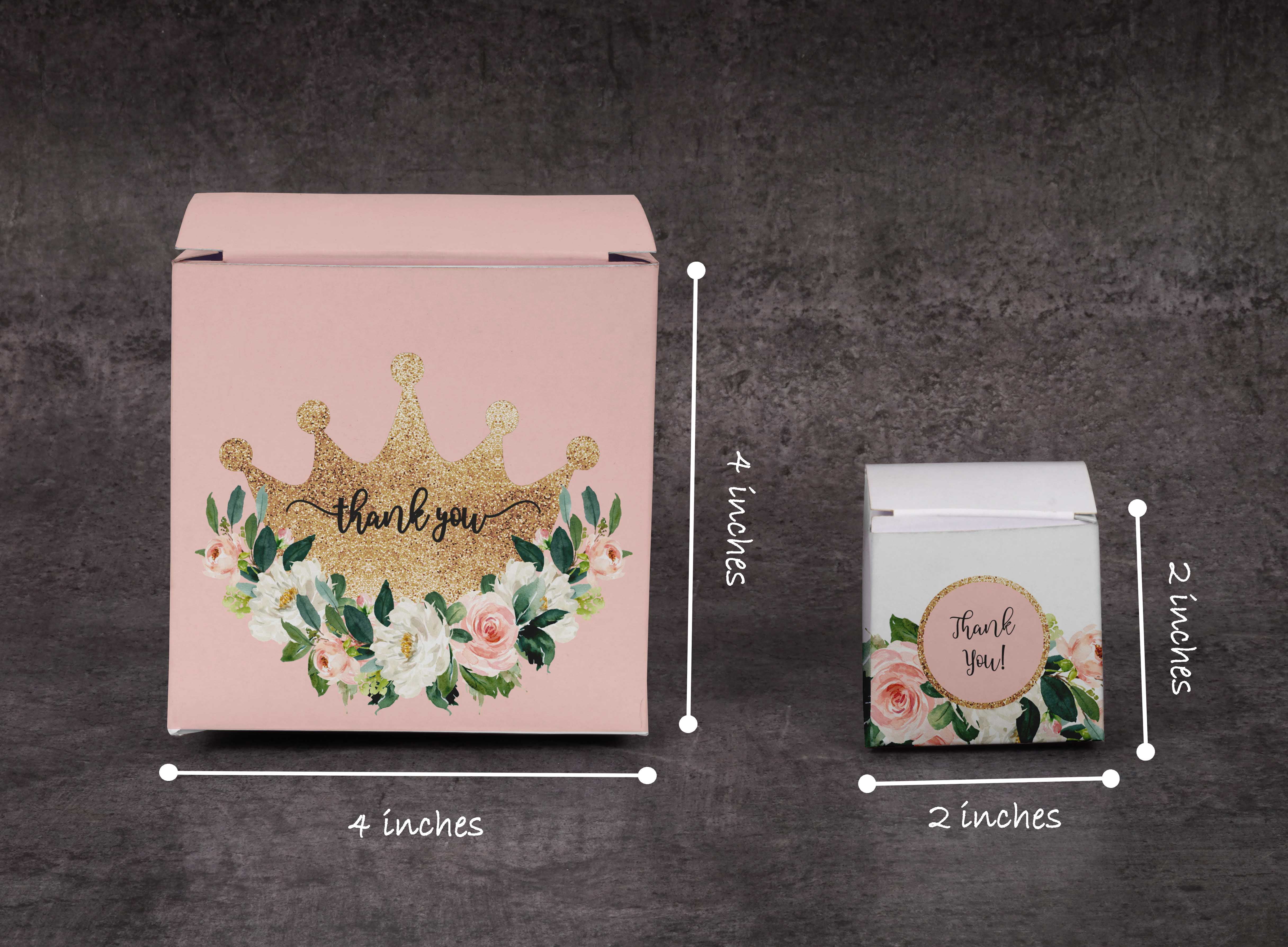 InkdotpotPaper Box -Mini Favor Box ForBaby Shower4x4x4 Inches Paper Gift Boxes, Candy Paper Box For Party Favors, Baby ShowerUnicorn,GirlTheme- Pack Of 20-a