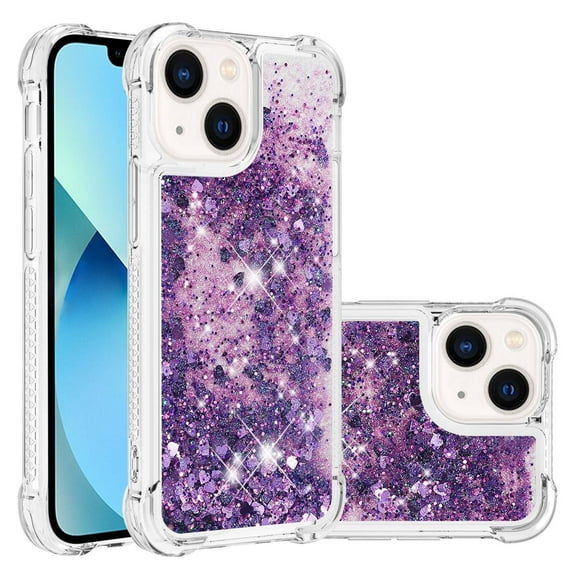 Case for iPhone 14 Plus Bumper Cover Sparkly Glitter Bling Flowing Liquid Compatible with iPhone 14 Plus Case