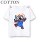 thumbnail image 3 of 2024 Disney Anime Stitch Moda Verano Niños Múltiples Dibujos Animados Algodón Camisetas Cuello Redondo Casual Manga Corta Estampado Patrón, 3 of 5