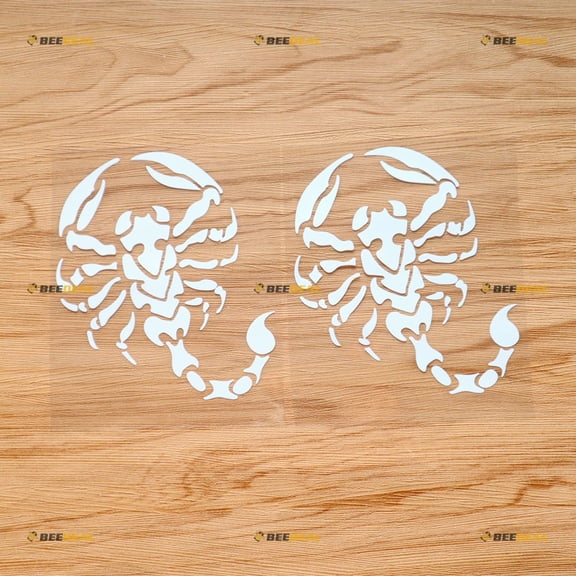 Scorpion Sticker Decal Vinyl - 2 Pack White 5" - For Car Boat Laptop Cup No Background Die-cut 0225A5