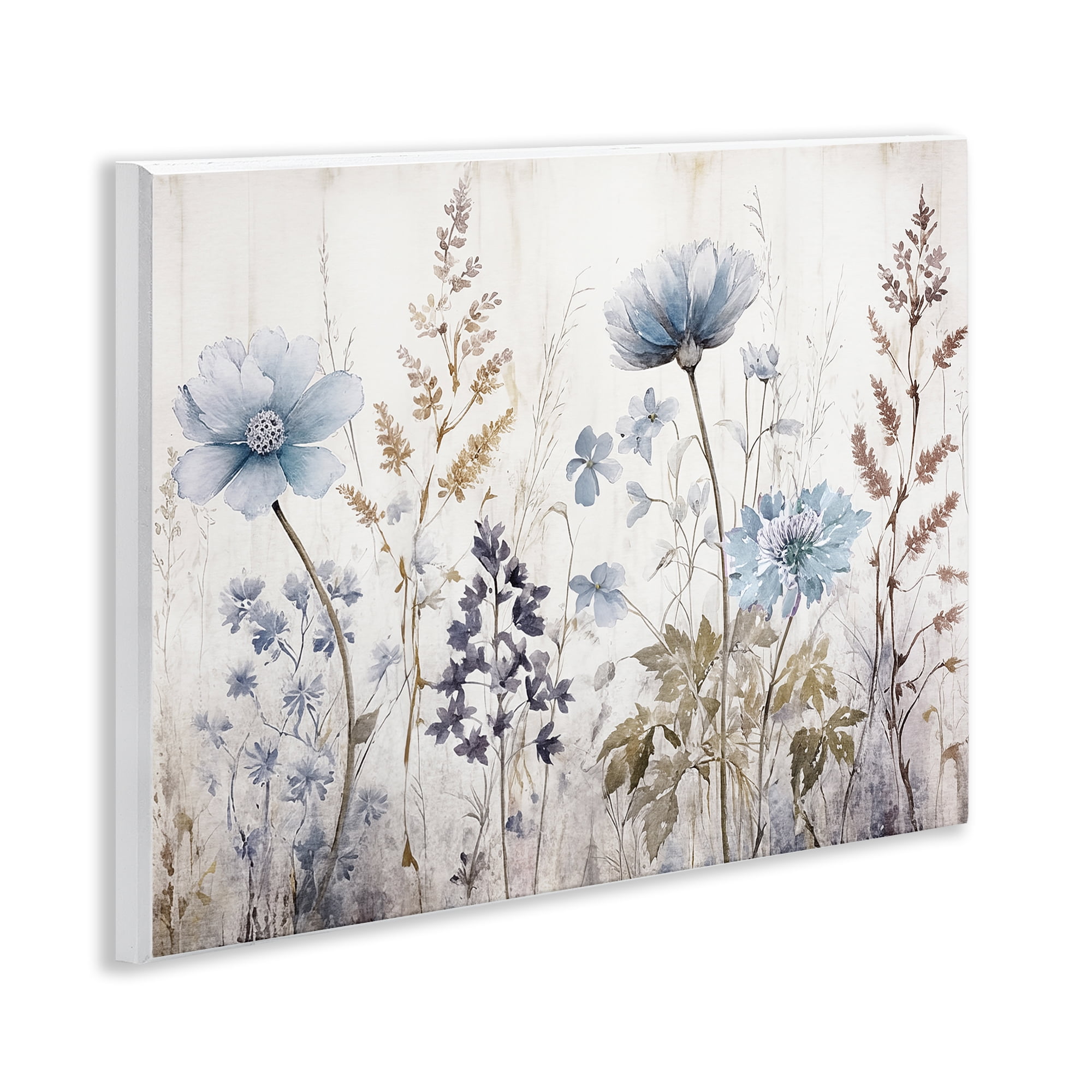 Stupell Industries Blue Nature Blossoms Plants & Flowers Painting Unframed Art Print Wall Art, 14 x 11