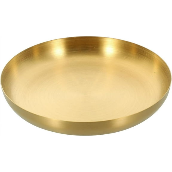 ABCISI Round Tray, Golden Stainless Steel Dessert Tray, 7 Inch Round Serving Tray Jewelry Makeup Organizer Dishes for Desserts Bbq Salad Living Room Kitchen Counter