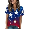 thumbnail image 2 of HEILAU American Flag Graphic T Shirts for Women 4th of July Tees V Neck 2025 Button Short Sleeve Independence Summer Shirt Patriotic Tops, 2 of 8