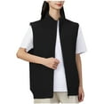 thumbnail image 2 of Fanxing Women's Polar Fleece Vest, Stand Collar Sleeveless Sherpa Jacket Lightweight Zip Up Travel Warm Gilet Black 2XL, 2 of 9