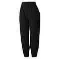 thumbnail image 6 of Womens Cotton Fashion Long Pant Elastic Waist High Waist Casual Trousers Streetwear Female Bottoms Black S, 6 of 6