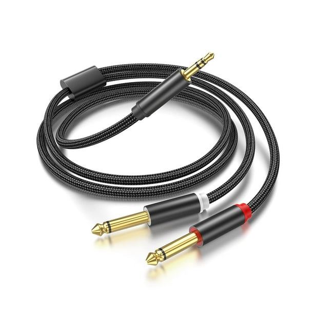 Divisor en Y de cable TRS de 3,5 mm a doble cable de conexión mono 1/4 TS de 6,35 mm (3 m)
