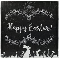 Northlight Black and White Happy Easter Bunnies Canvas Wall Art, 17.75" x 17.75"