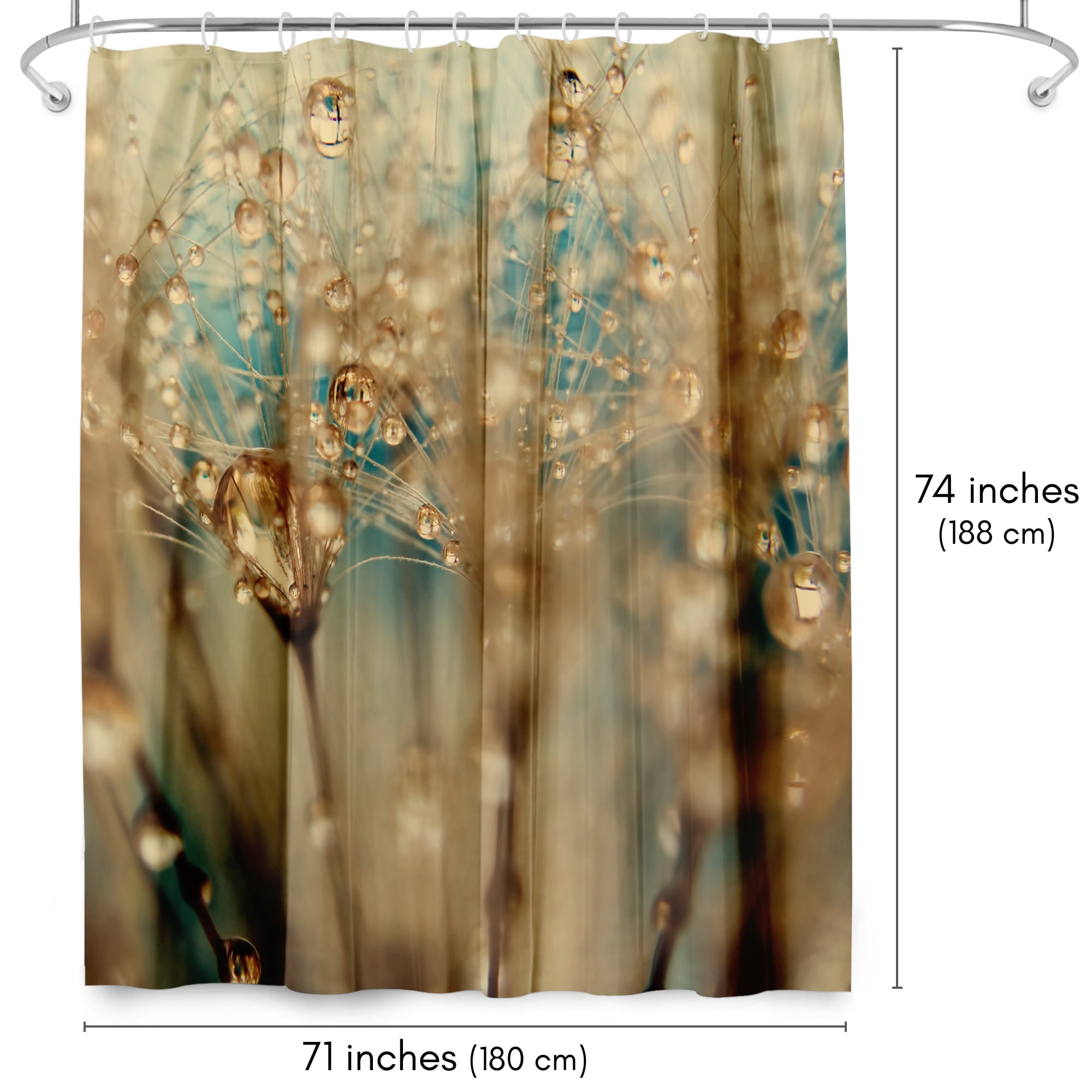 Americanflat 71" x 74" Shower Curtain, Droplets Of Gold by Ingrid Beddoes