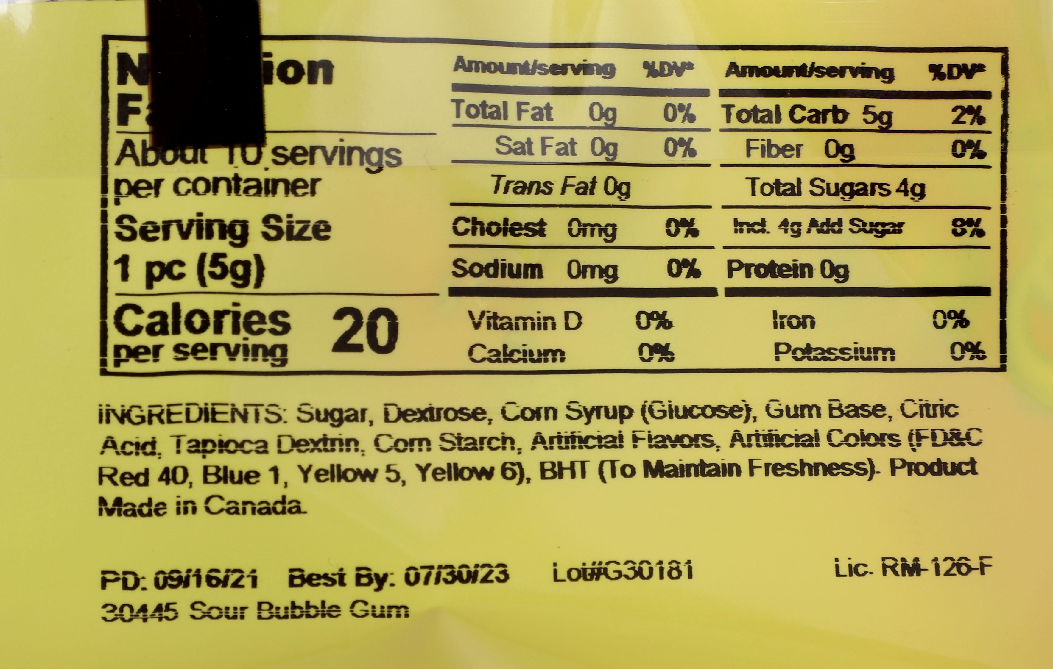 Confetti Sour Bubble Gum, 12 Oz.