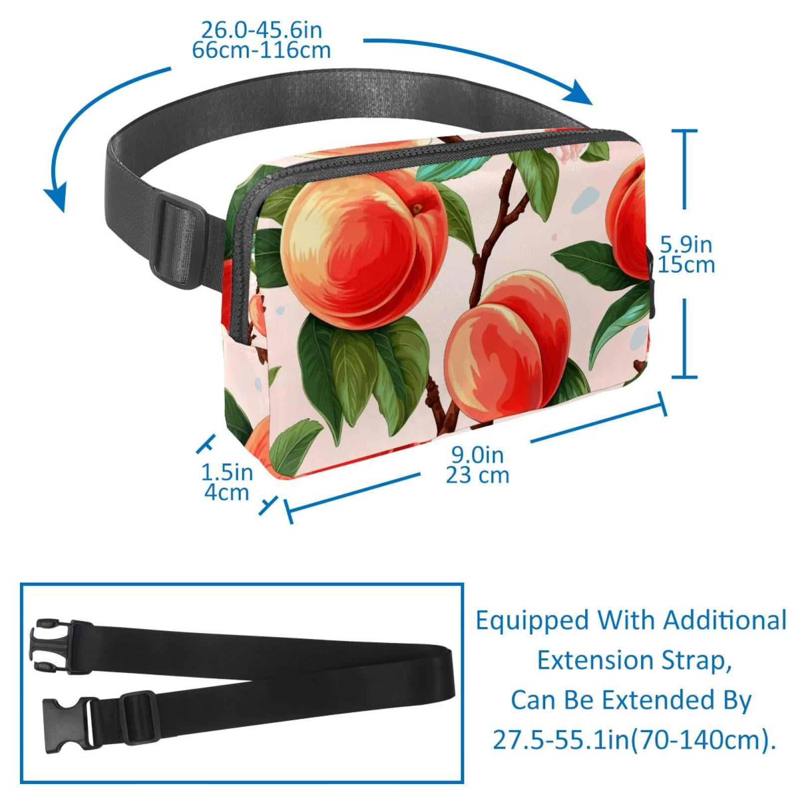 Peaches Cross Body Bag Waist Packs Fanny Pack Lightweight Adjustable Extension Strap Unisex