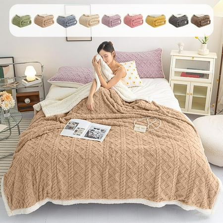 Ihhxva Taffeta Fleece Blanket Soft Lambswool Double-layer Thickened Jacquard Throw for Workspace Home Travel Beige 1 Pc Ihhxva Taffeta Fleece Blanket Soft Lambswool Double-layer Thickened Jacquard Throw for Workspace Home Travel Beige 1 Pc