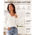 thumbnail image 3 of QUALFORT Women's 100% Cotton V-Neck Cable Knit Sweater, Lightweight Long Sleeve Pullover Sweater for Women, Off-White L, 3 of 7