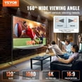 thumbnail image 2 of VEVOR Projector Screen with Stand, 120 inch 16:9 4K 1080 HD Outdoor Movie Screen with Stand, Wrinkle-Free Projection Screen with Bar Feet and Carry Bag, for Home Theater Cinema Backyard Movie Night, 2 of 9