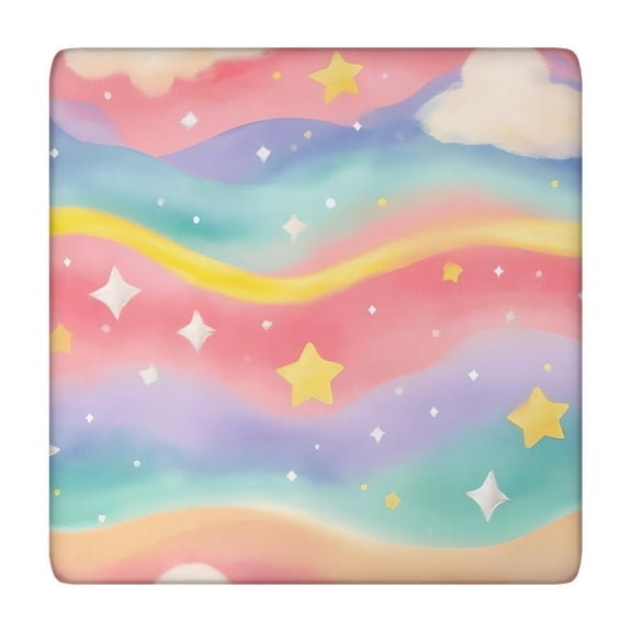 Dreamy Pastel Wave Pattern Square Fitted Tablecloth with Elastic Edge,Square Table Cover,Washable Elastic Table Cover for Home Kitchen Party Decor 34"x34"