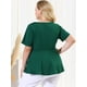 thumbnail image 5 of Women Plus Size Short Sleeves Twisted Knot Front Peplum Top Dark Green 3X, 5 of 6