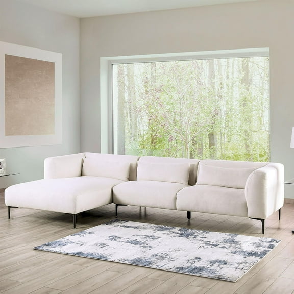 Furniture of America Millie Cotton Linen Sectional with Left Chaise in White