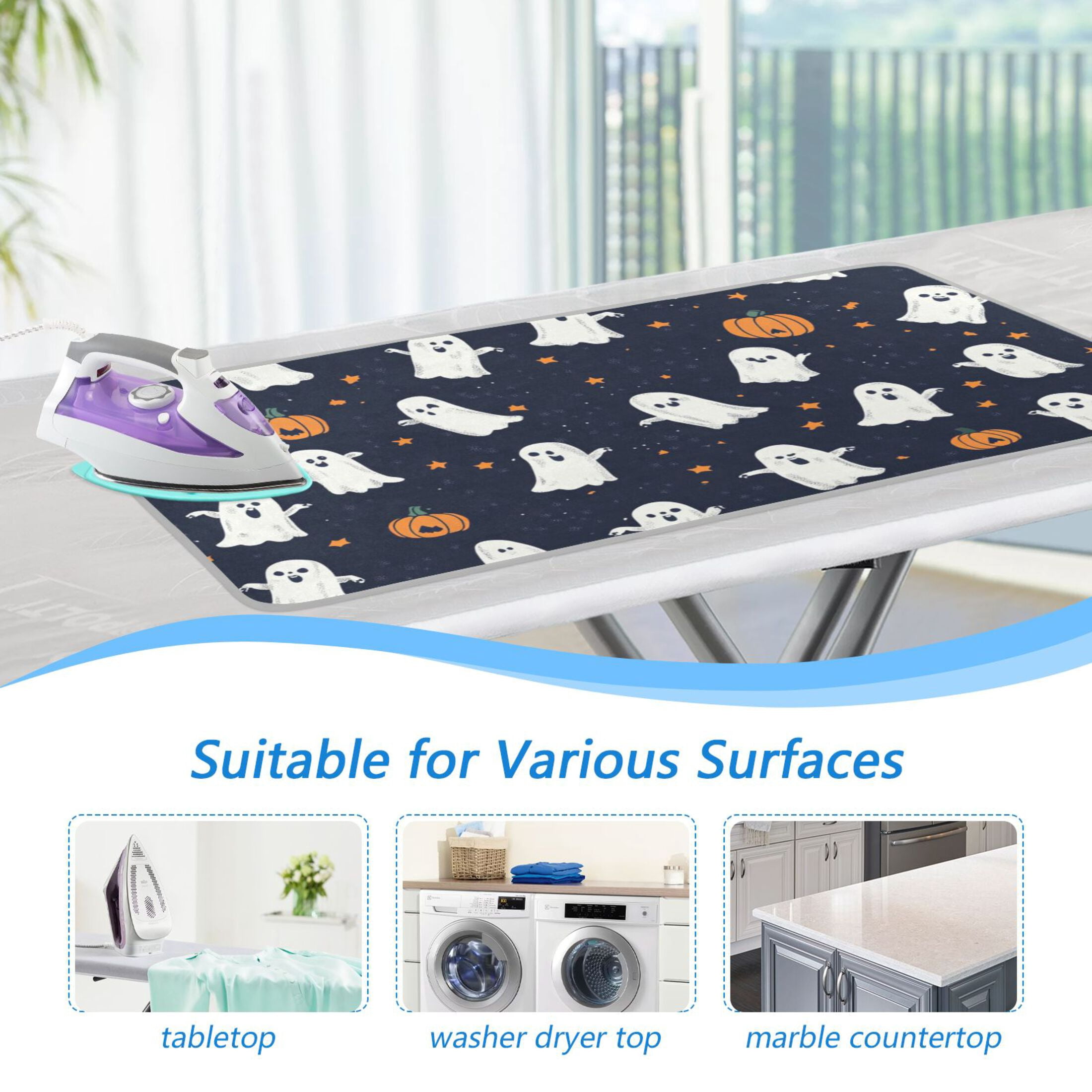 Stars and Ghosts Ironing Board Covers Heat Resistant Ironing Pad Mat Portable for Travel Washer Dryer Table
