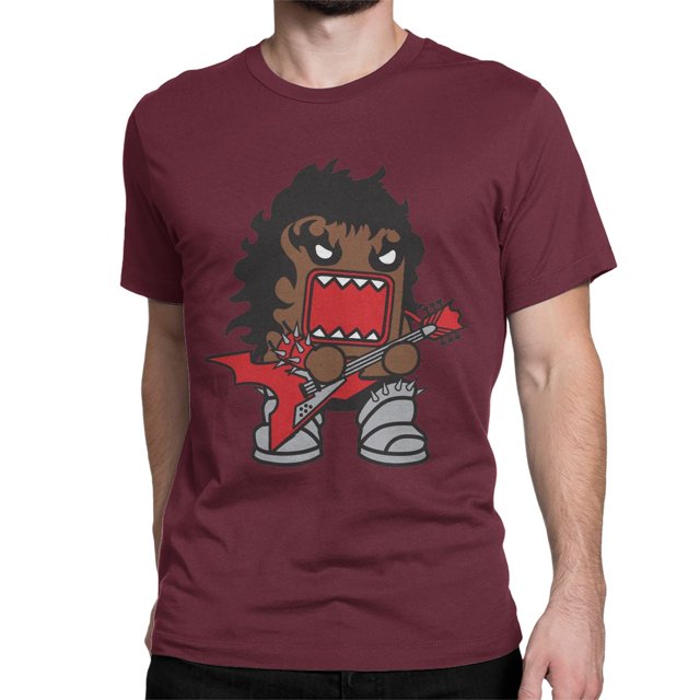 Camisetas divertidas de Heavy Metal Domo Kun para hombre y mujer, de algodón, cuello redondo, manga corta, talla grande