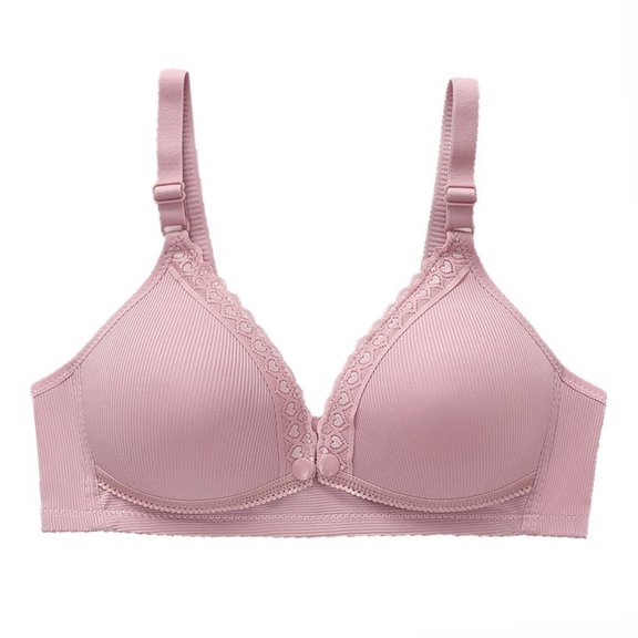 Vrorvz Womens Button Front Bra Adjustable Straps Wireless Supportive Bralette Seamless for Ladies