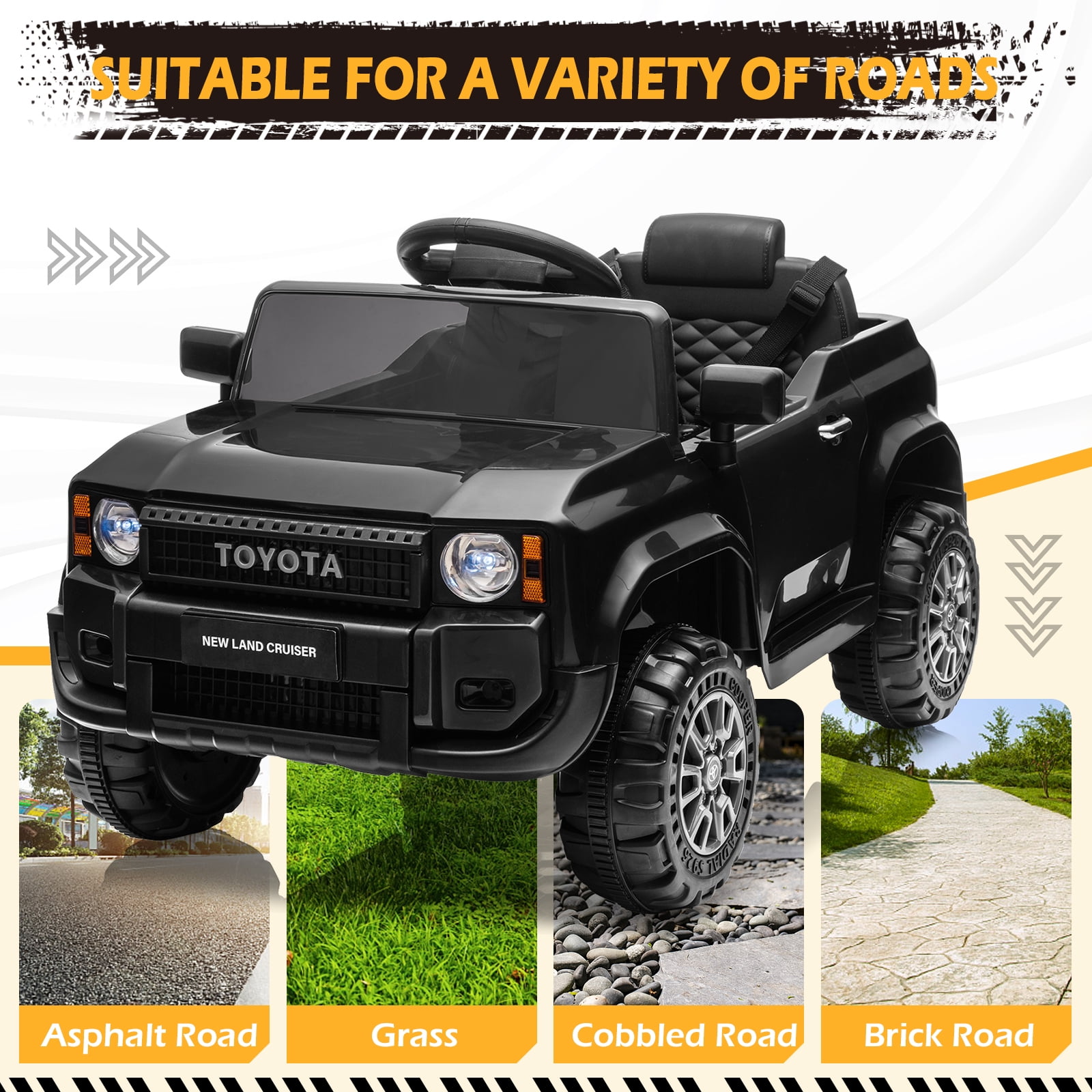 UBesGoo 12V Ride On Car Toys, Licensed Toyota Kids Powered Electric Car with Remote Control for Girls Boys, Black