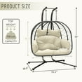 thumbnail image 5 of Bifanuo Double Wicker Swing Egg Chair Hammock Foldable Hanging Loveseat with Stand, UV Resistant Removable Cushions, 700LBS Capacity for Bedroom, Balcony (Black and Beige), 5 of 7