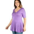 thumbnail image 2 of Women's Plus Size Elbow Sleeve Henley Plus Size Tunic Top, 2 of 3