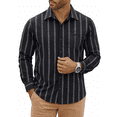thumbnail image 4 of Puztloy Men's Dress Shirts Long Sleeves Button Up Casual Fit Striped Shirts with Pocket for Work Business,2025 Fall, 4 of 9