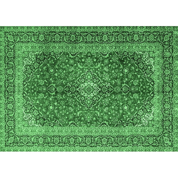 Ahgly Company Indoor Rectangle Medallion Emerald Green Traditional Area Rugs, 2' x 3'