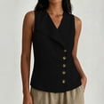 thumbnail image 6 of Womens Button Down Vest Lightweight Sleeveless Vest Button Down Travel Lightweight Vest for Women Vintage Fitted Waistcoat Business Style Black XL, 6 of 8