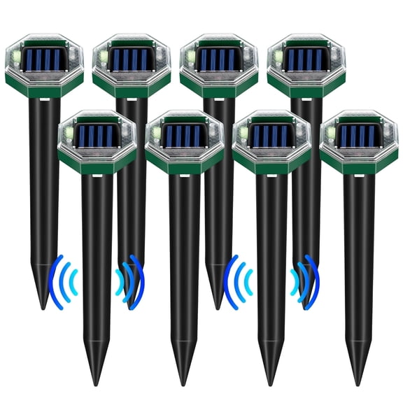 GPEH Mole Repellent,8 Pack Solar Powered Outdoor,Gopher Repellent Ultrasonic Mole Repellent Stakes Waterproof Sonic Mole Spikes for Garden Yard Home Use,Get Rid of Moles Groundhog Snake Repellent