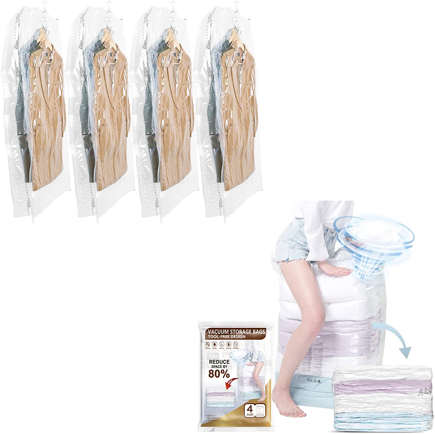 Hanging Vacuum Storage Bag Closet Organizers,Space Bag Hanging for