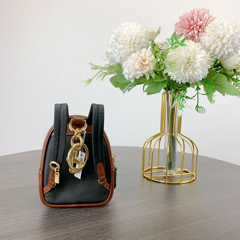 Coach CX066 Mini Court Backpack Bag Charm In Signature Canvas IN Tan Brown