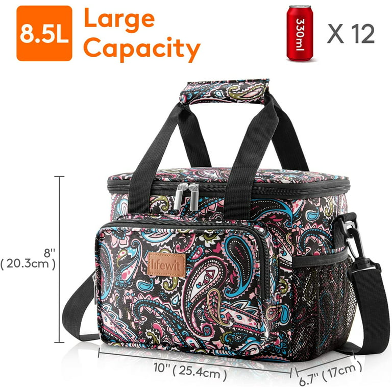 Lifewit 12-Can (8.5L) Large Lunch Bag Insulated Lunch Box Soft  Cooler,Paisley 